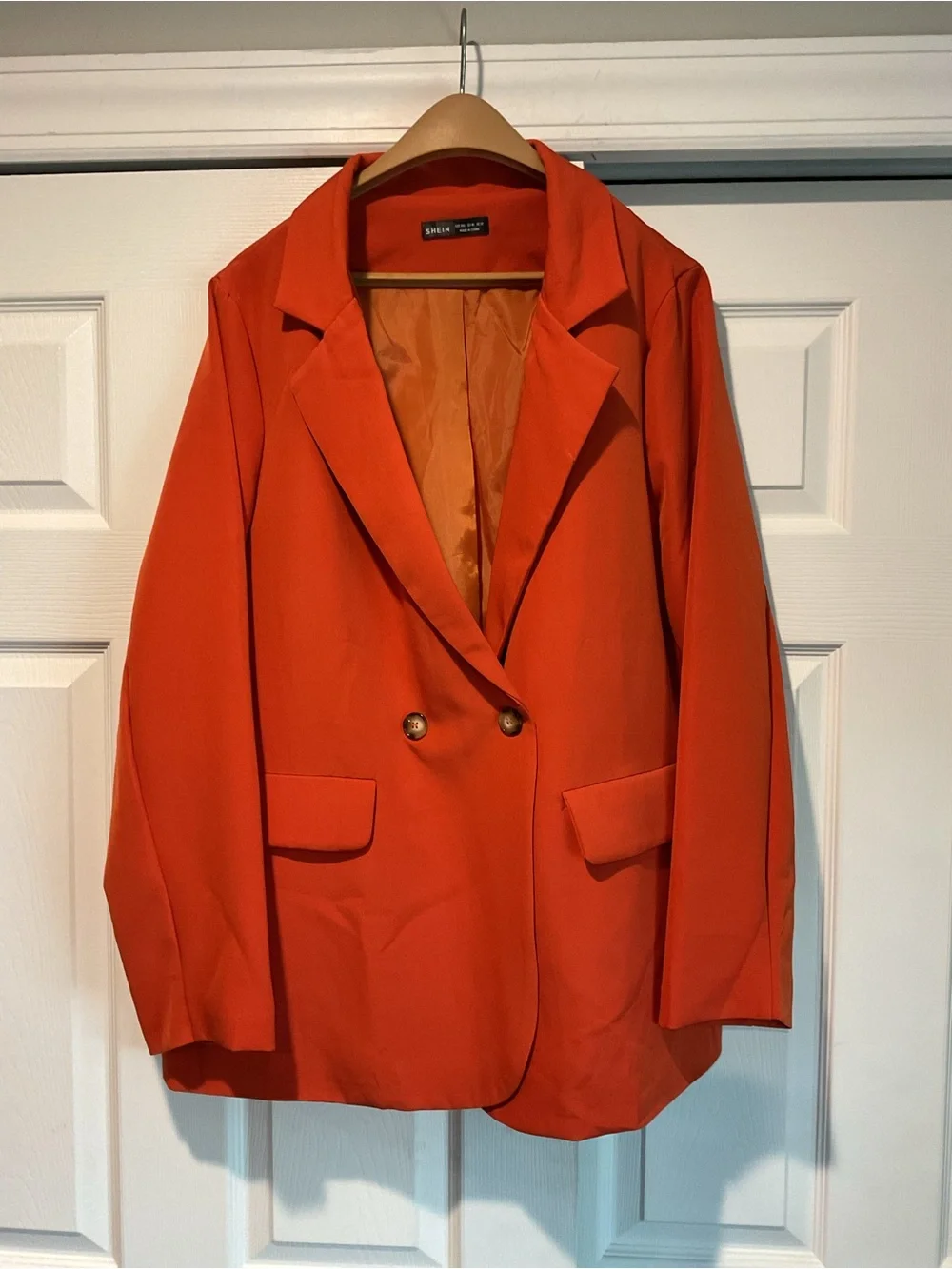 NWOT Gorgeous Bright Orange Boxy Double-Breasted Blazer Suit Jacket sz XL